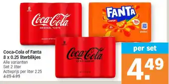 Albert Heijn Coca-Cola of Fanta 8 x 0.25 literblikjes aanbieding