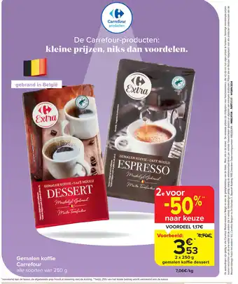 Carrefour Gemalen koffie 2 x 250 g aanbieding