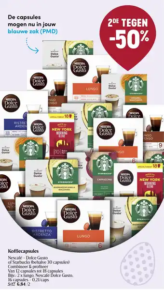Delhaize Koffiecapsules Nescafe of Starbucks aanbieding