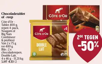 Delhaize CÔTE D'OR Chocoladetablet of reep aanbieding