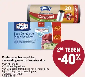 Swirl of Toppits Product voor het verpakken van voedingswaren of vuilniszakken