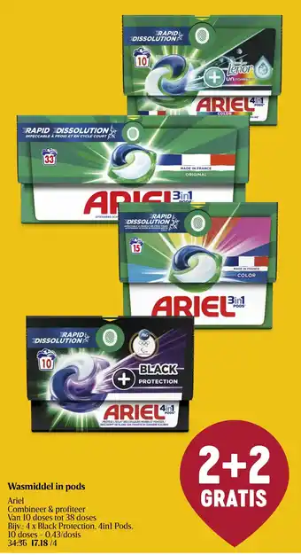 Delhaize Ariel Wasmiddel in pods aanbieding