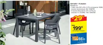 Carrefour Set tafel + 4 stoelen Ref. 7038718 aanbieding