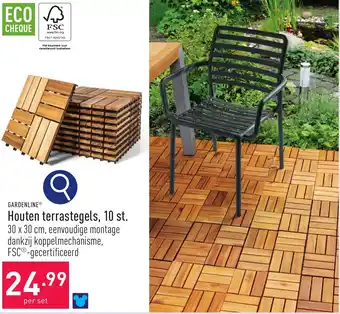 GARDENLINE Houten terrastegels, 10 st 30 x 30cm