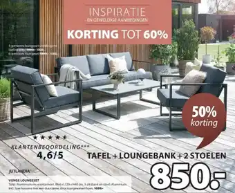 Jysk TAFEL + LOUNGEBANK + 2 STOELEN aanbieding