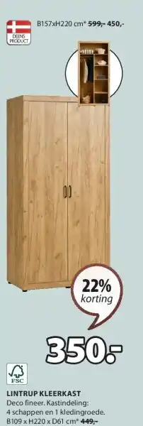 Jysk LINTRUP KLEERKAST aanbieding