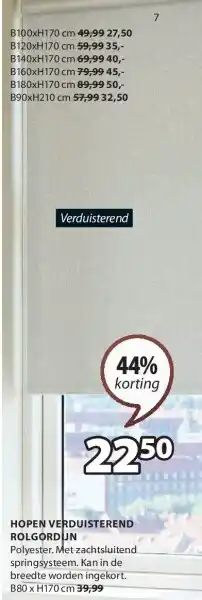 Jysk HOPEN VERDUISTEREND ROLGORDIJN aanbieding