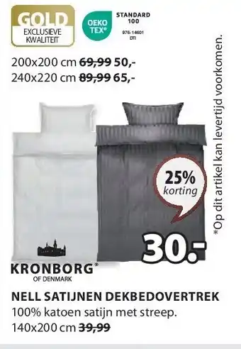 Jysk NELL SATIJNEN DEKBEDOVERTREK aanbieding