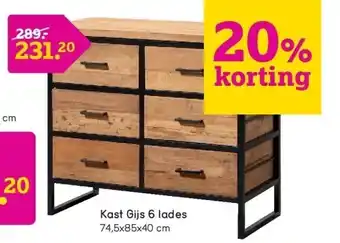 Leen Bakker Kast Gijs 6 lades aanbieding