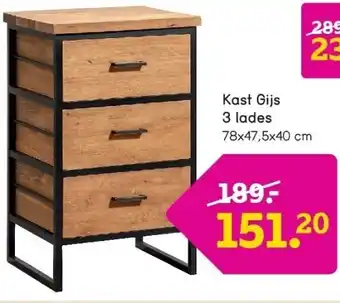 Leen Bakker Kast Gijs 3 lades aanbieding