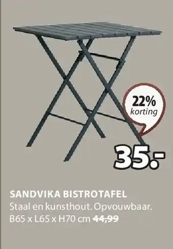 Jysk SANDVIKA BISTROTAFEL aanbieding