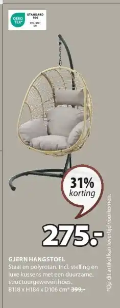Jysk GJERN HANGSTOEL aanbieding