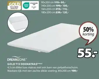 Jysk GOLD T15 DEKMATRAS aanbieding