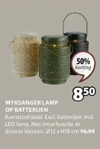 Jysk MYRSANGER LAMP OP BATTERIJEN aanbieding