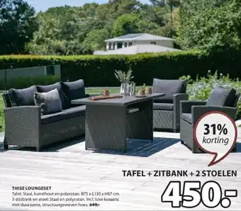 Jysk TAFEL + ZITBANK + 2 STOELEN aanbieding