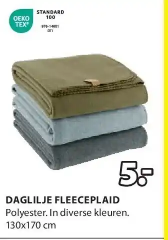 Jysk DAGLILJE FLEECEPLAID aanbieding
