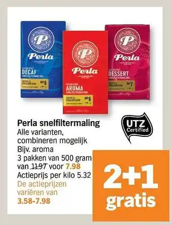 Albert Heijn Perla Snelfiltermaling Aroma aanbieding