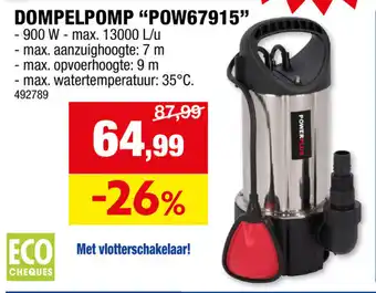 Hubo DOMPELPOMP POW67915 900W aanbieding