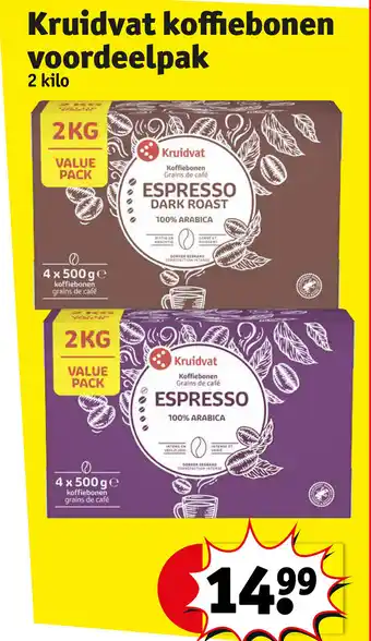 Kruidvat Koffiebonen Voordeelpak 2 kilo aanbieding