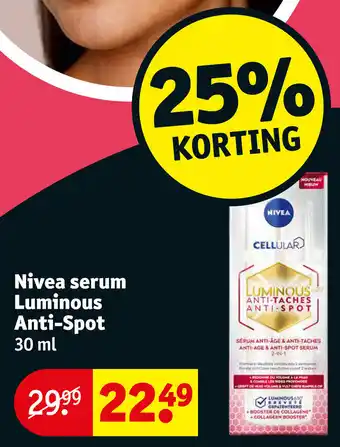Kruidvat Nivea serum Luminous Anti-Spot 30 mL aanbieding