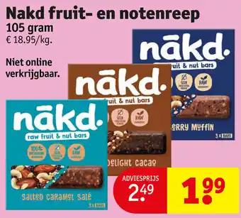 Kruidvat Nakd fruit- en notenreep 105 gram aanbieding
