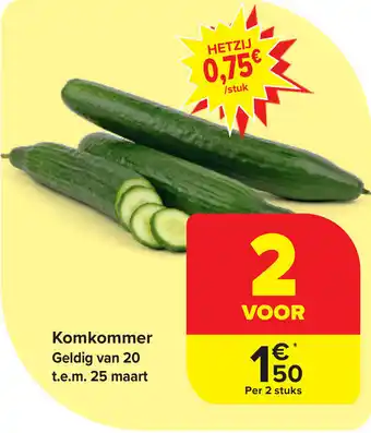 Carrefour Komkommer Per 2 stuks aanbieding