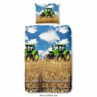 Good Morning dekbedovertrek Tractor - veelkleurig - 140x200/220 cm - Leen Bakker