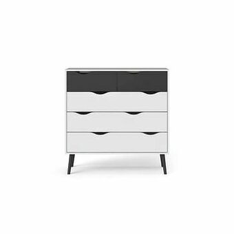 Ladekast Delta - wit/mat zwart - 100,9x98,7x39,1 cm - Leen Bakker