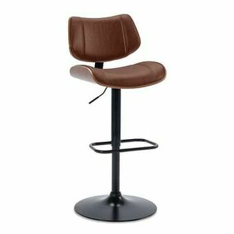 Leen Bakker Barkruk Ilyas - lederlook - bruin - Leen Bakker aanbieding