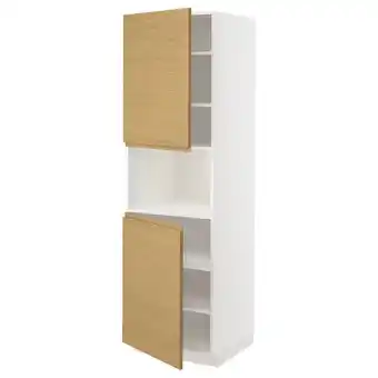 IKEA Metod Hoge kast magn m 2deur/plank, wit/voxtorp eikenpatroon, 60x60x200 cm aanbieding