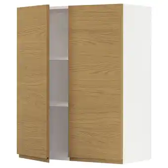 IKEA Metod Bovenkast met planken/2 deuren, wit/voxtorp eikenpatroon, 80x100 cm aanbieding