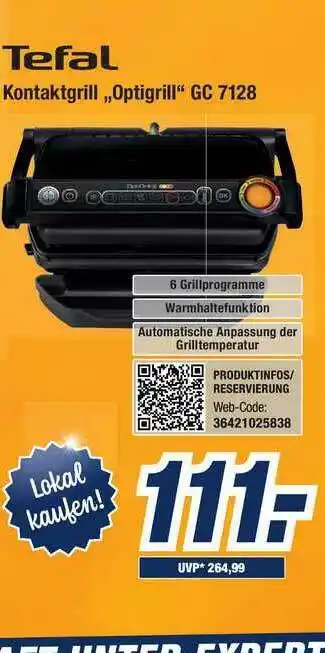 Trafic Tefal Kontaktgrill „optigrill” Gc 7128 aanbieding