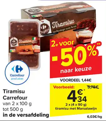 Carrefour Tiramisu 2 x (4 x 90g) aanbieding