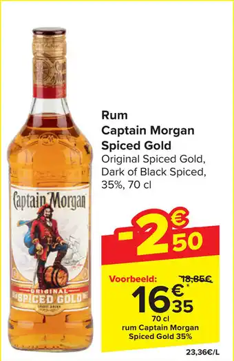 Carrefour Rum Captain Morgan Spiced Gold 70cl aanbieding