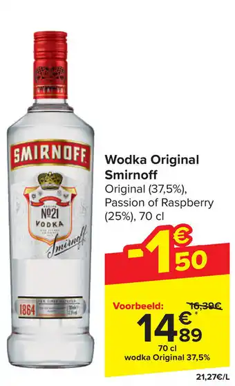 Carrefour Wodka Original Smirnoff 70cl aanbieding