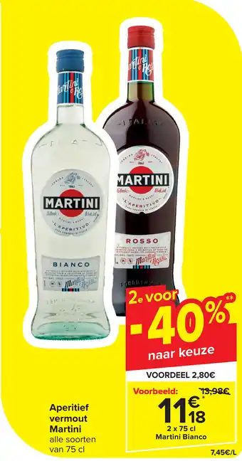 Carrefour Aperitief vermout Martini 2 x 75cl aanbieding