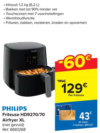 Carrefour PHILIPS Friteuse HD9270/70 Airfryer XL aanbieding