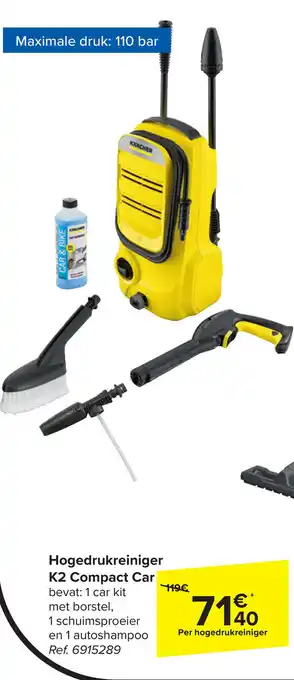 Carrefour Hogedrukreiniger K2 Compact Car aanbieding