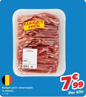 Carrefour Budget pack varkensspek in sneden aanbieding