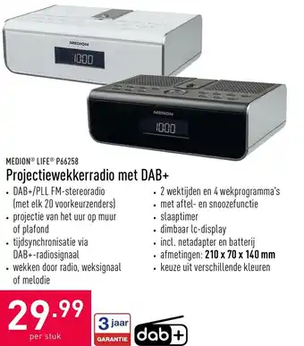 ALDI Medion life P66258 Projectiewekkerradio met DAB+ 210x70x140 mm aanbieding