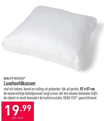 ALDI Quality textiles Luxehoofdkussen 57x57 cm aanbieding