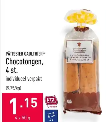 ALDI Patissier gaulthier Chocotongen, 4 st. 4x50 g aanbieding