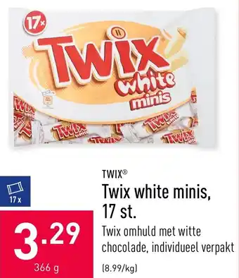 ALDI Twix white minis, 17 st. 366g aanbieding