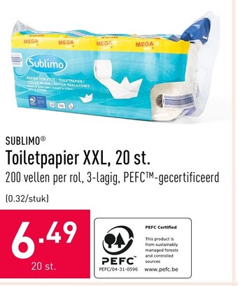 ALDI Sublimo Toiletpapier XXL, 20 st. aanbieding