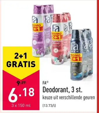ALDI FA Deodorant, 3 st. 3x150 ml aanbieding