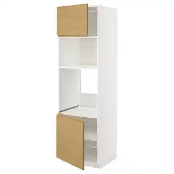 IKEA Metod Hoge kast oven/magn&2deur/plank, wit/voxtorp eikenpatroon, 60x60x200 cm aanbieding