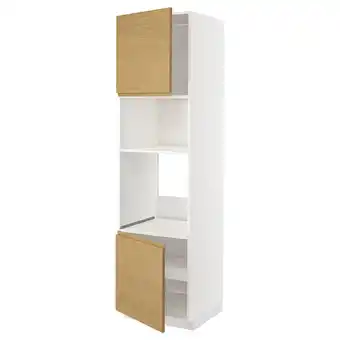 Metod Hoge kast oven/magn&2deur/plank, wit/voxtorp eikenpatroon, 60x60x220 cm