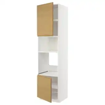 Metod Hoge kast oven/magn&2deur/plank, wit/voxtorp eikenpatroon, 60x60x240 cm