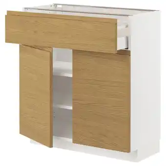 IKEA Metod / maximera Onderkast met lade/2 deuren, wit/voxtorp eikenpatroon, 80x37 cm aanbieding