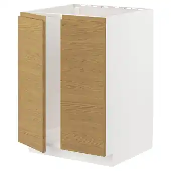 IKEA Metod Onderkast voor spoelbak + 2 deuren, wit/voxtorp eikenpatroon, 60x60 cm aanbieding